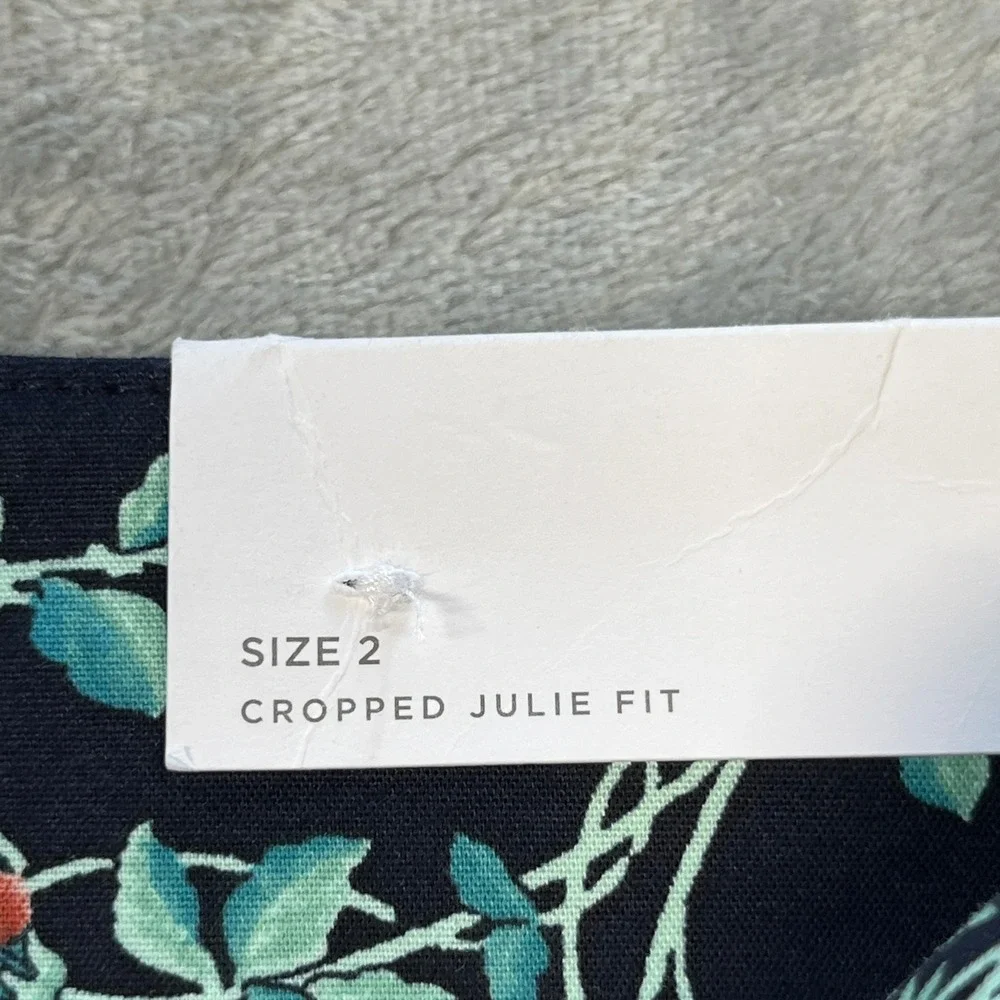 LOFT Riviera Pant Women Navy‎ Blue Floral Julie Fit Cropped Trousers NWT 2